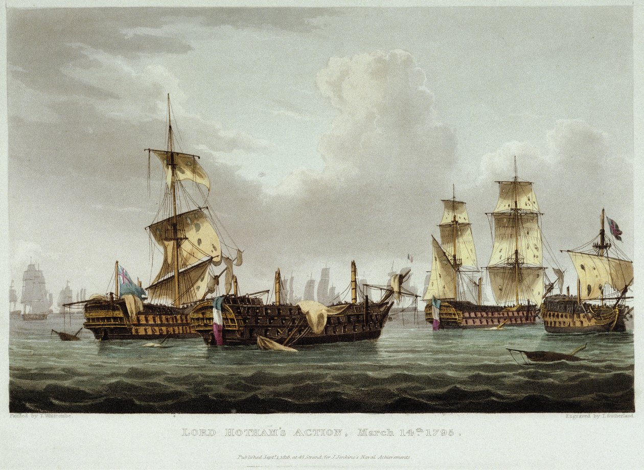 La bataille navale dirigée par Lord William Hotham (1736-1813), le 14 mars - Thomas Whitcombe
