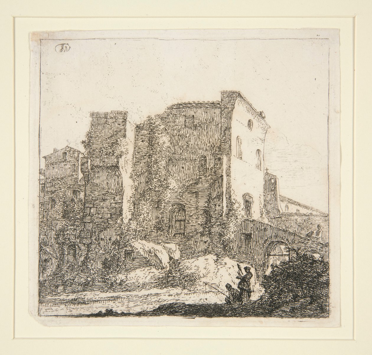 Paysage avec ruines et pêcheur - Thomas Wijck