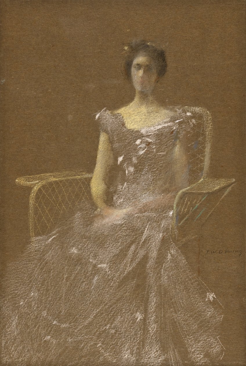 Dame dans un fauteuil en rotin - Thomas Wilmer Dewing