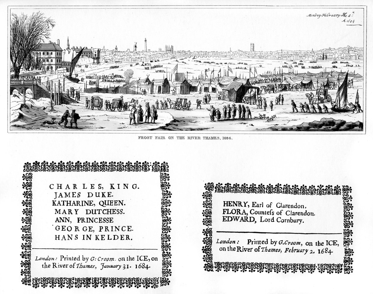 Foire sur la glace de la Tamise et spécimens d