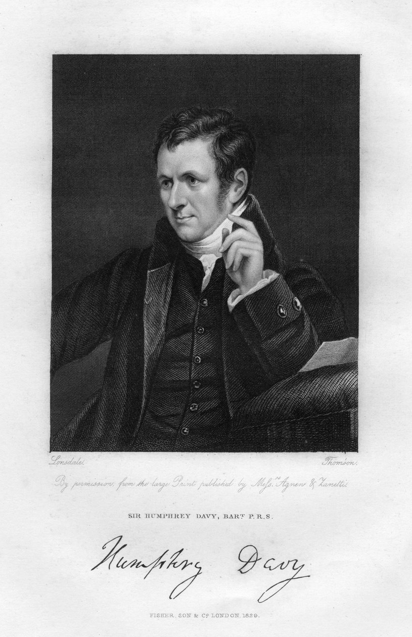 Sir Humphry Davy 1778-1829, chimiste et physicien anglais, 19e siècle - Thompson