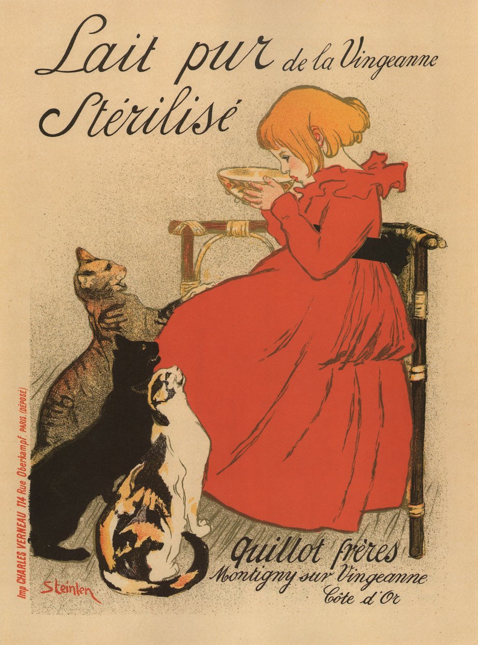 Lait pur stérilisé de la Vingeanne Affiche, années 1890 - Théophile Alexandre Steinlen
