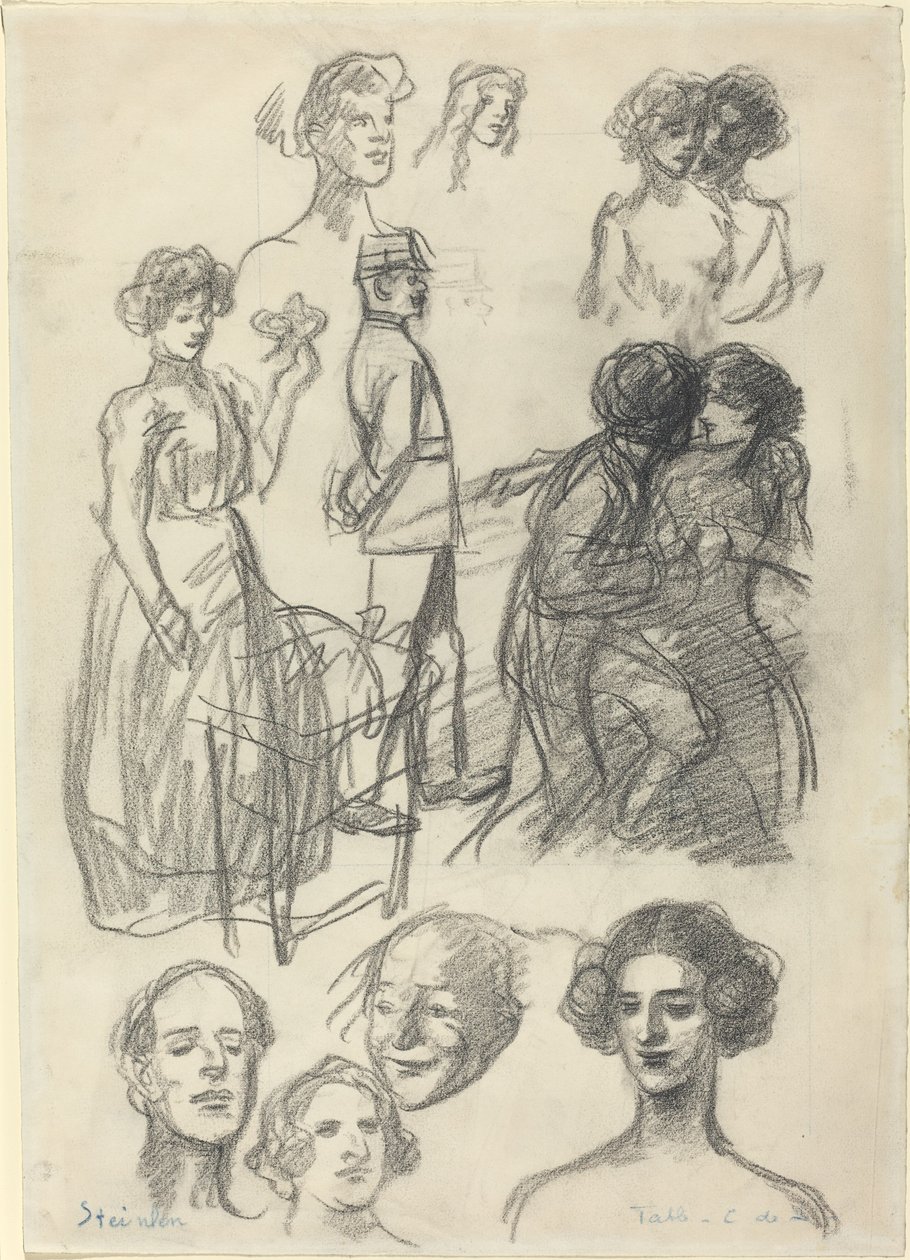 Esquisses pour les amoureux sur un banc - Théophile Alexandre Steinlen