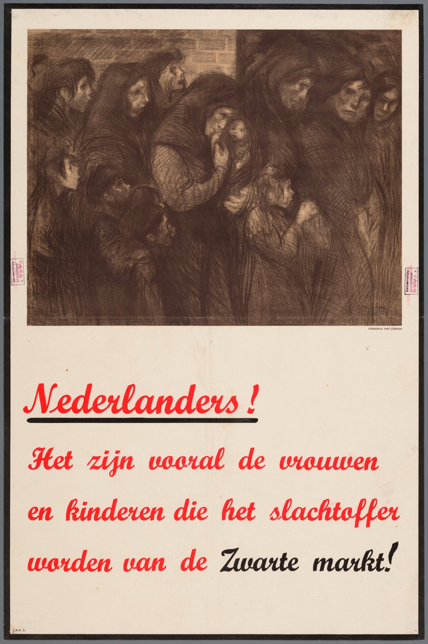 Annonce aux Néerlandais que les femmes et les enfants en particulier sont victimes du marché noir - Theophile Steinlen