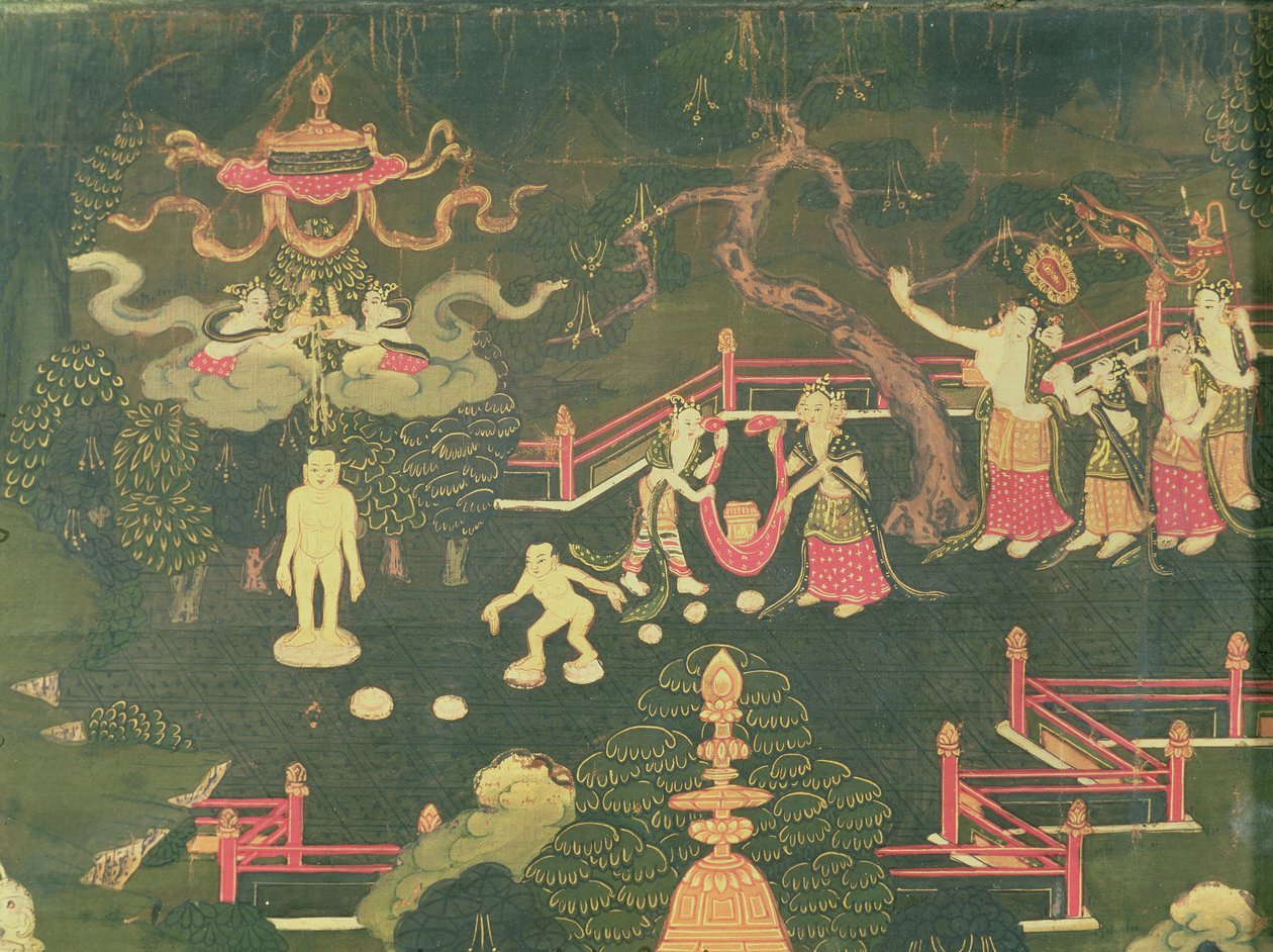 La vie de Bouddha Shakyamuni, détail de son enfance - Tibetan School