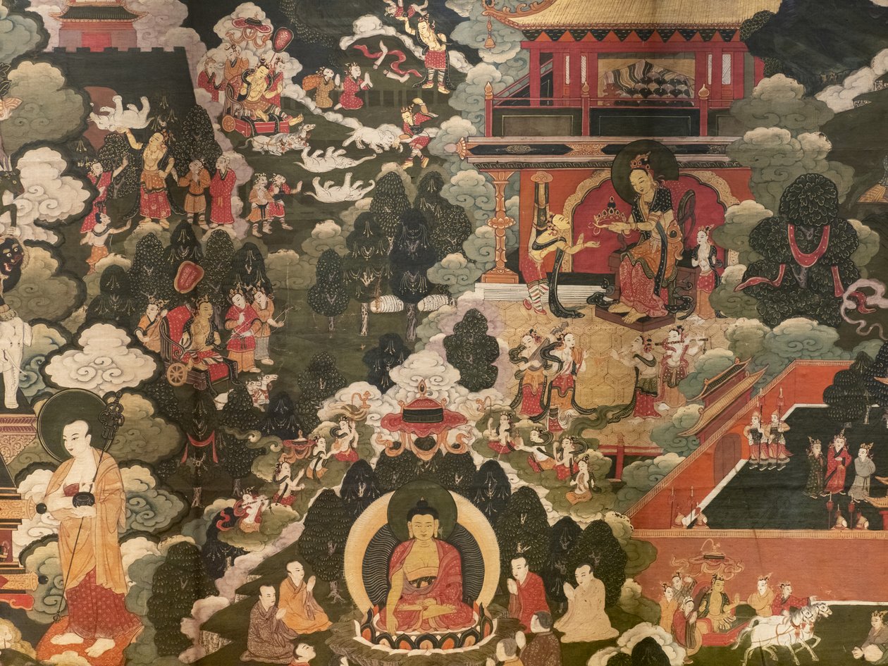 Scènes de la vie du Bouddha Shakyamuni - Tibetan School