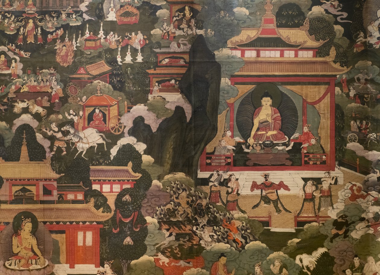 Scènes de la vie du Bouddha Shakyamuni - Tibetan School