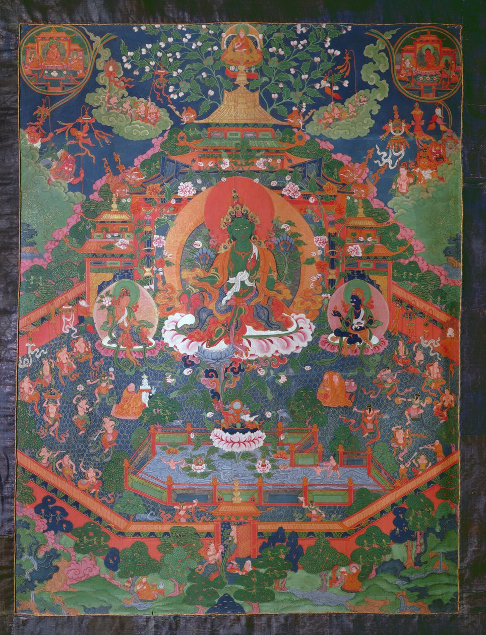 Thangka représentant Tara Verte - Tibetan School