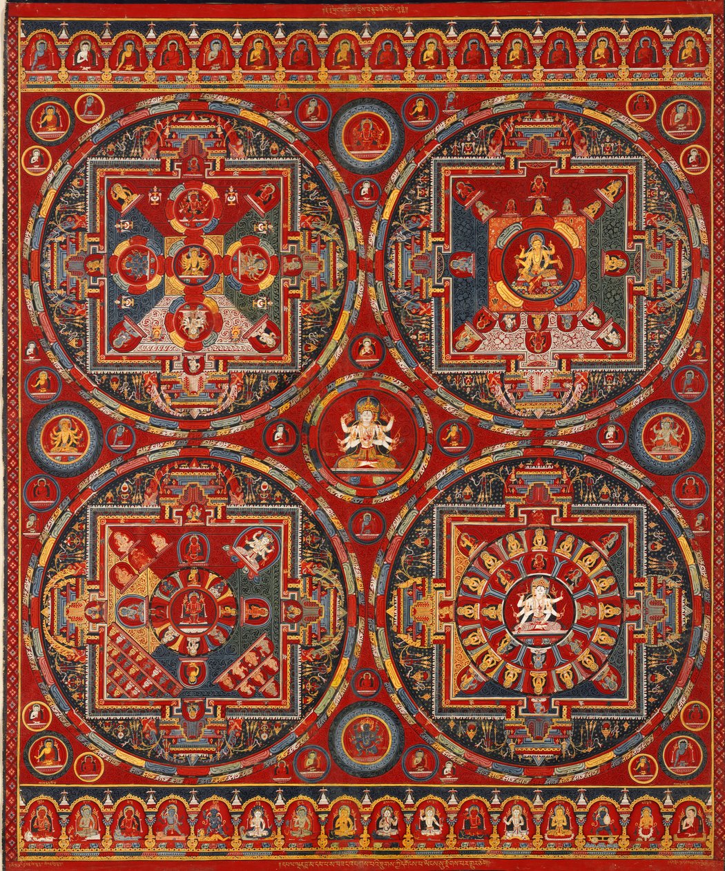 Ordre Sakya. Quatre Mandalas de la série Vajravali Thangka - Tibetan culture