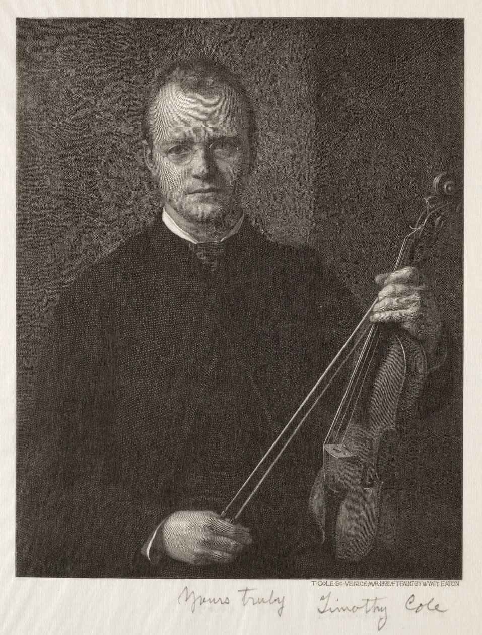 Vieux maîtres italiens : Portrait de Timothy Cole Homme avec violon, 1892 - Timothy Cole