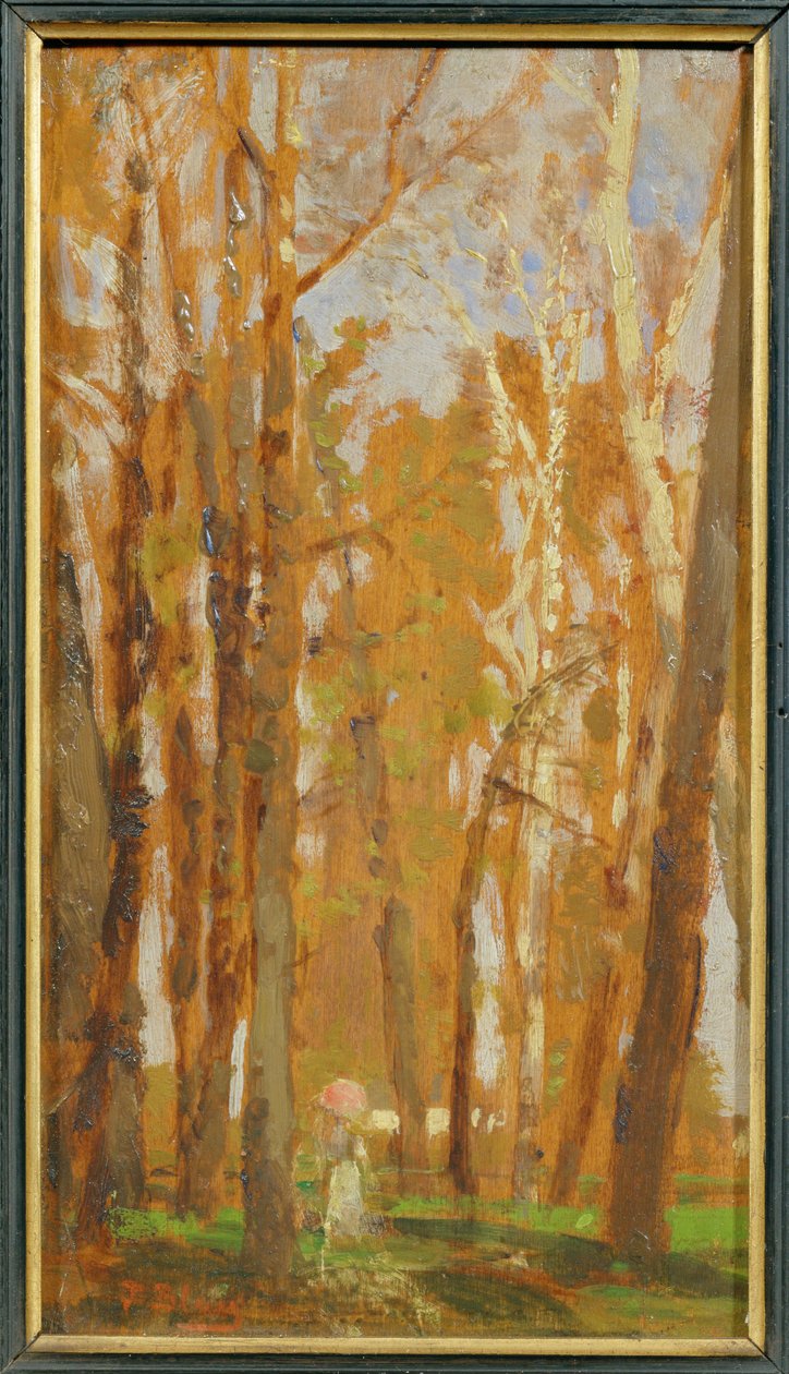 Spaziergang im Prater - Promenade dans les jardins du Prater ... (huile sur bois) - Tina Blau