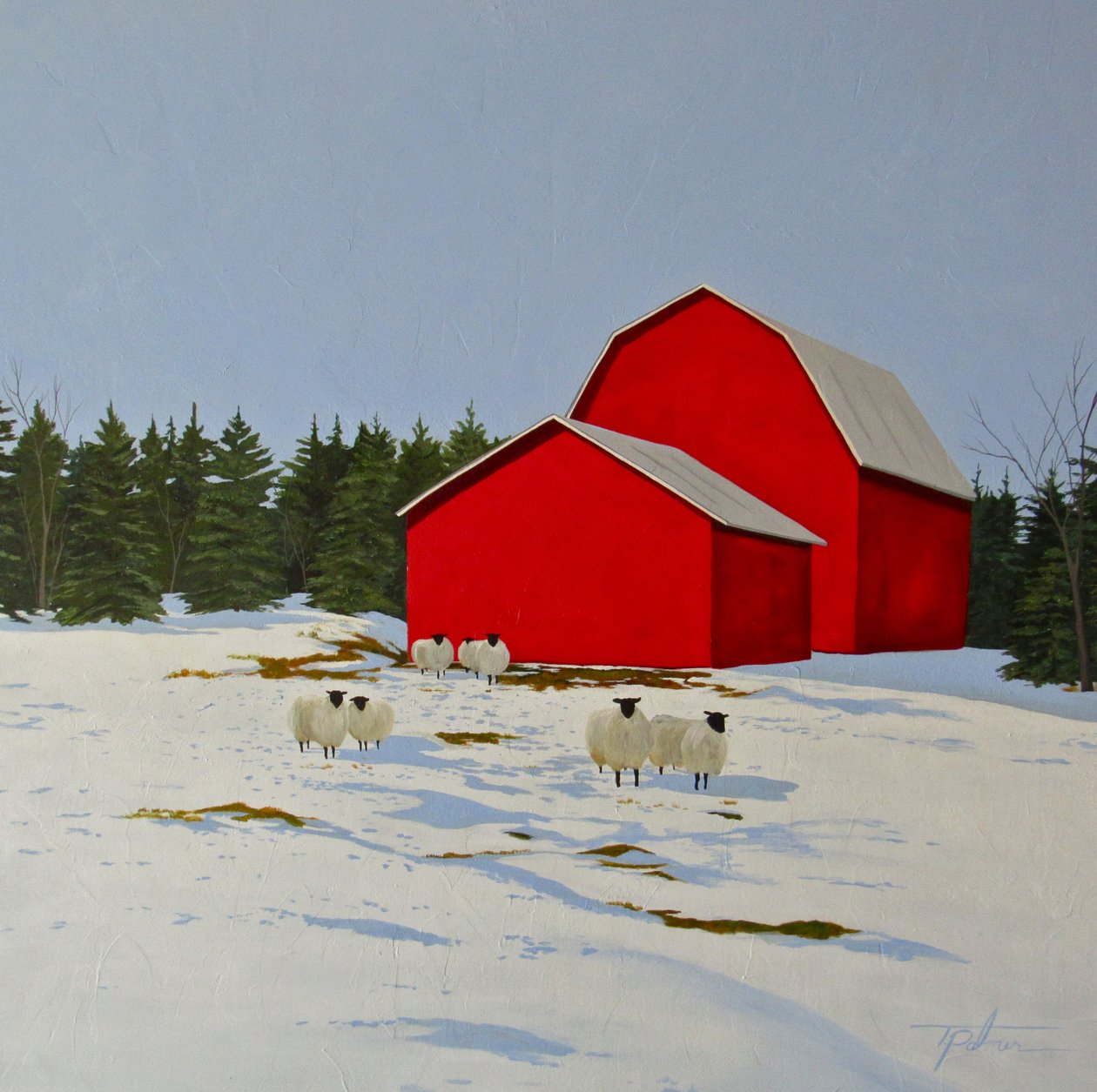 Mouton dans la neige, 2016 (huile sur toile) - Tina Palmer