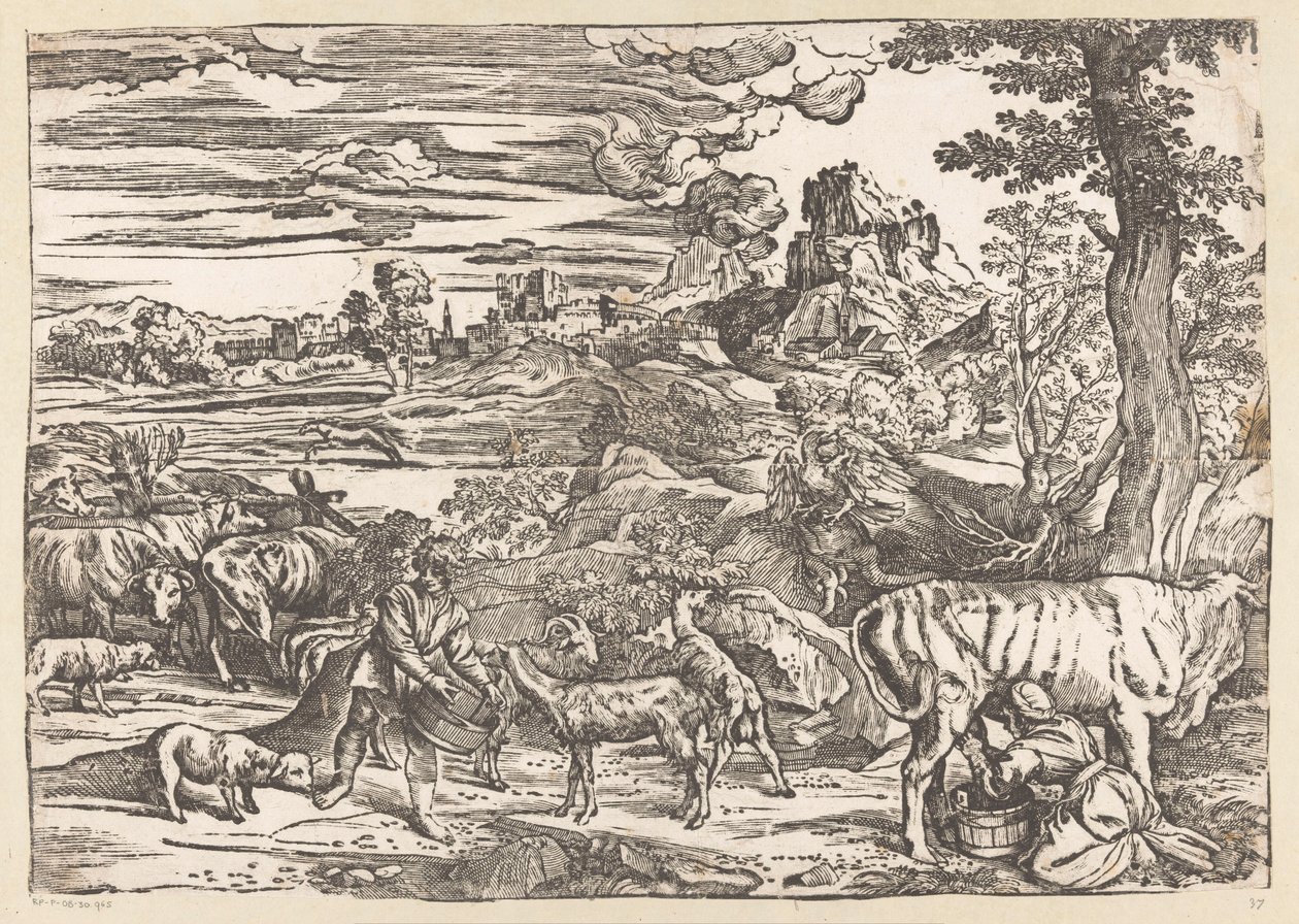 Paysage avec une laitière - Titiaan