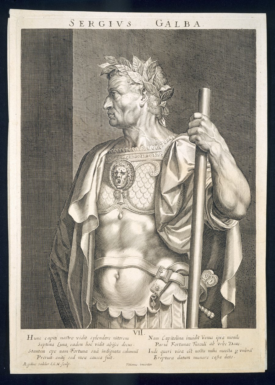 Sergius Galba empereur de Rome 68 après J.-C. gravé par Aegidius Sadeler (1570-1629) - Tiziano Vecelli