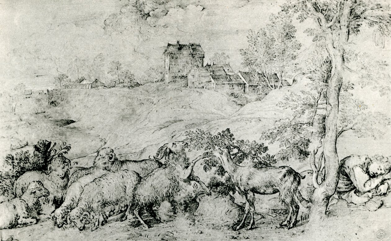 Paysage avec troupeau de moutons, vers 1520 - Tiziano Vecelli