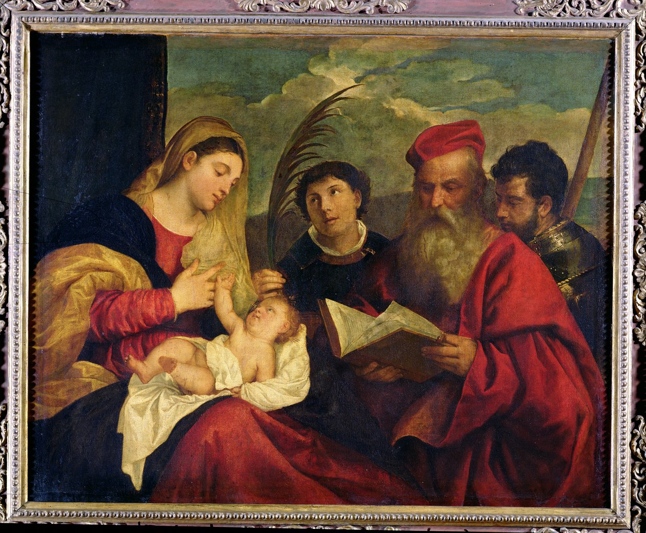 Madone et Enfant avec SS. Étienne, Jérôme et Maurice - Tiziano Vecelli