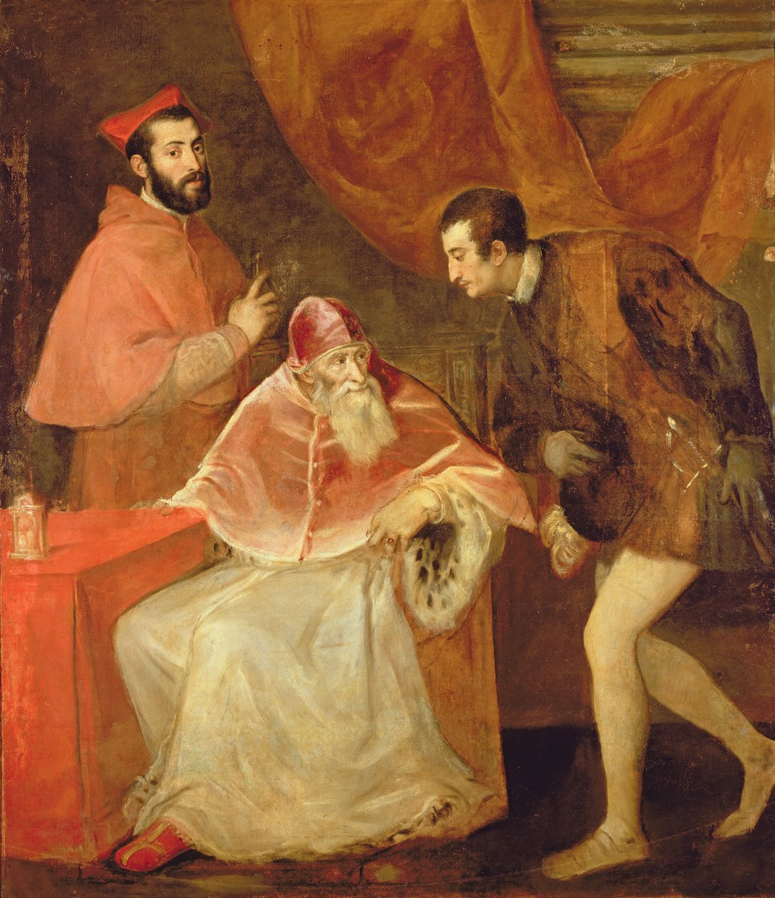 Pape Paul III (1468-1549) et ses neveux, 1545 - Tiziano Vecelli