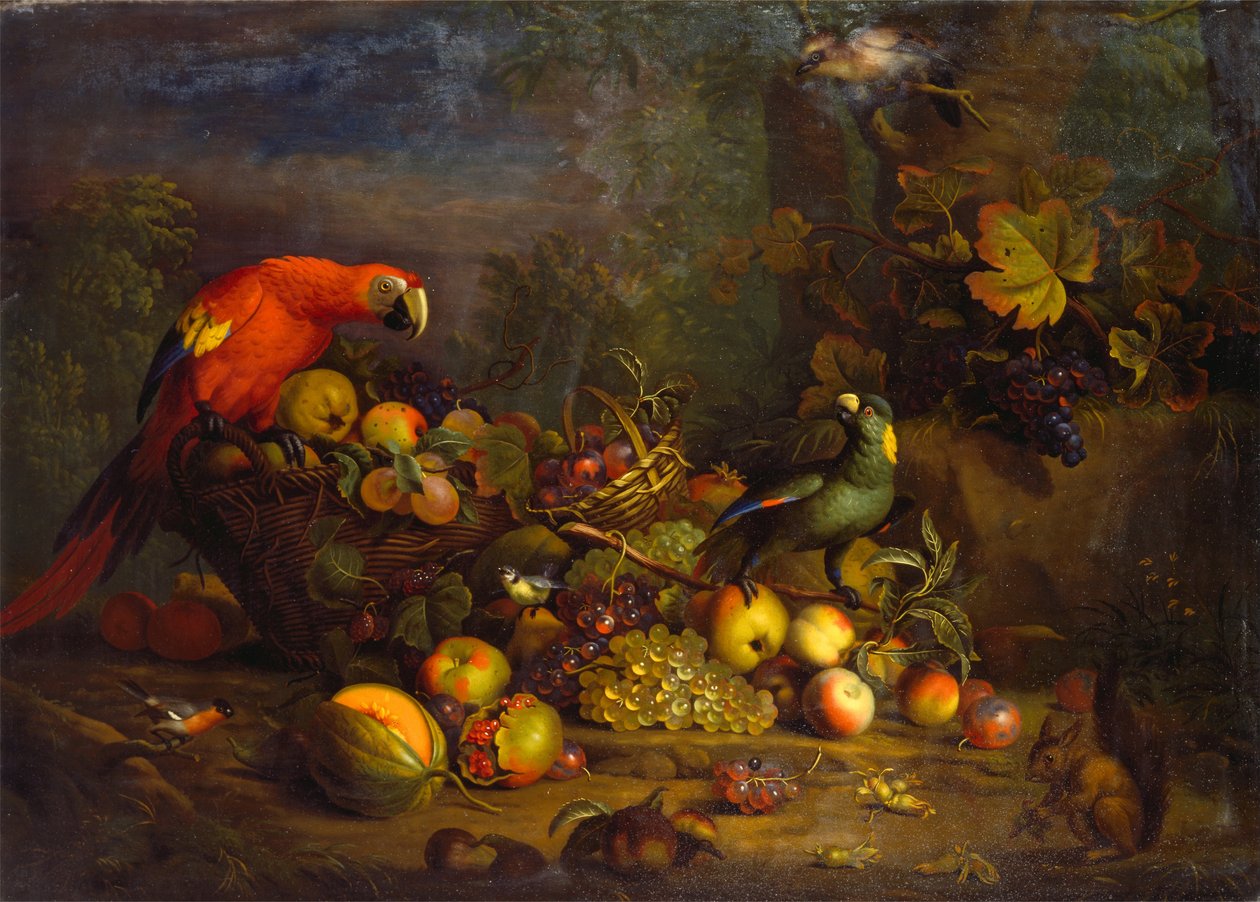 Perroquets et fruits avec d