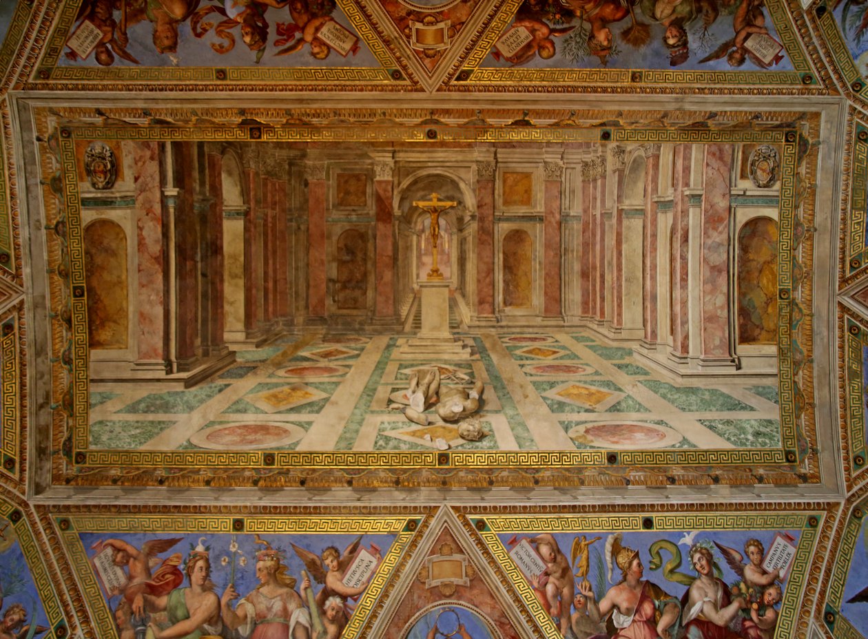 Le plafond de la Salle de Constantin : la Chute des idoles et le triomphe du Christianisme, 1582 - Tommaso Laureti