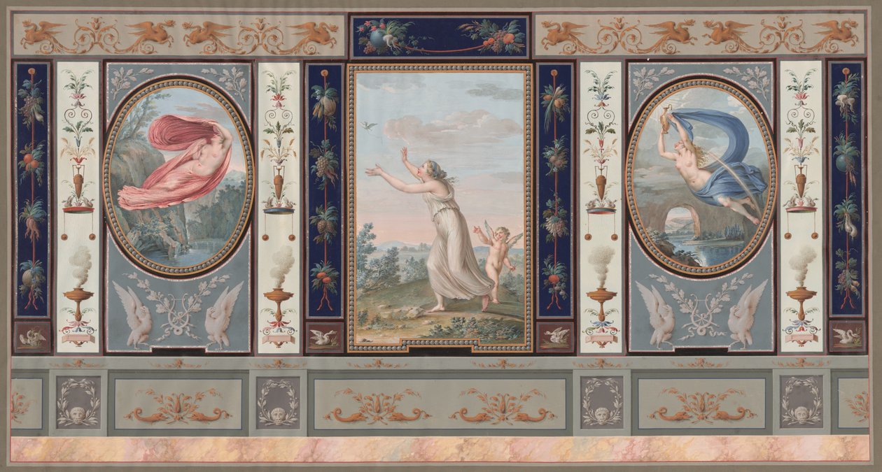 Décoration murale élaborée avec Endymion et Hébé - Tommaso Bigatti