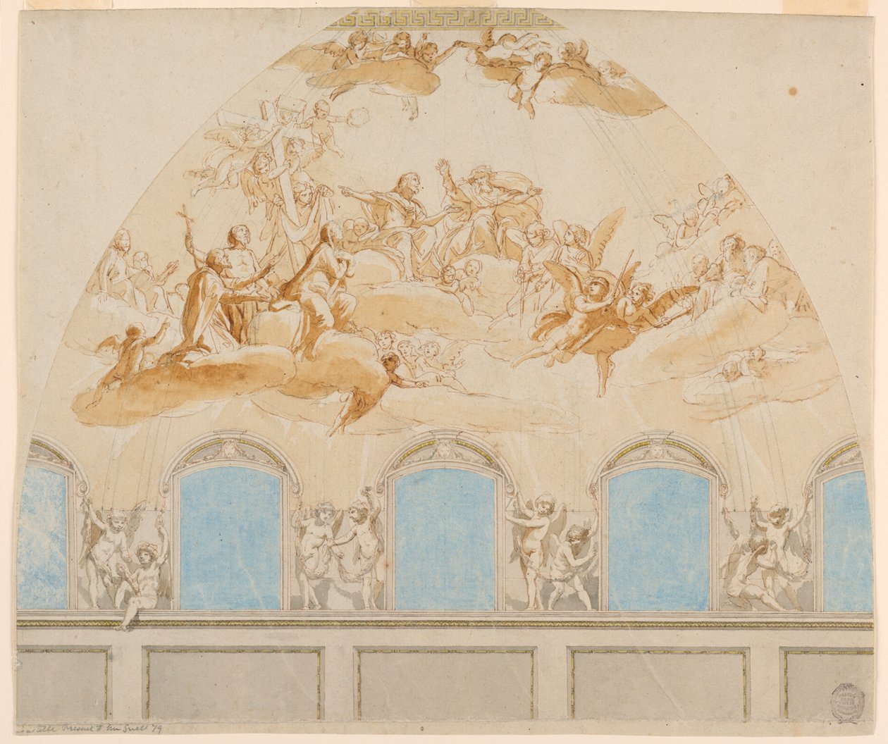 Projet pour une fresque dans le dôme de la cathédrale de Citta di Castello - Tommaso Maria Conca