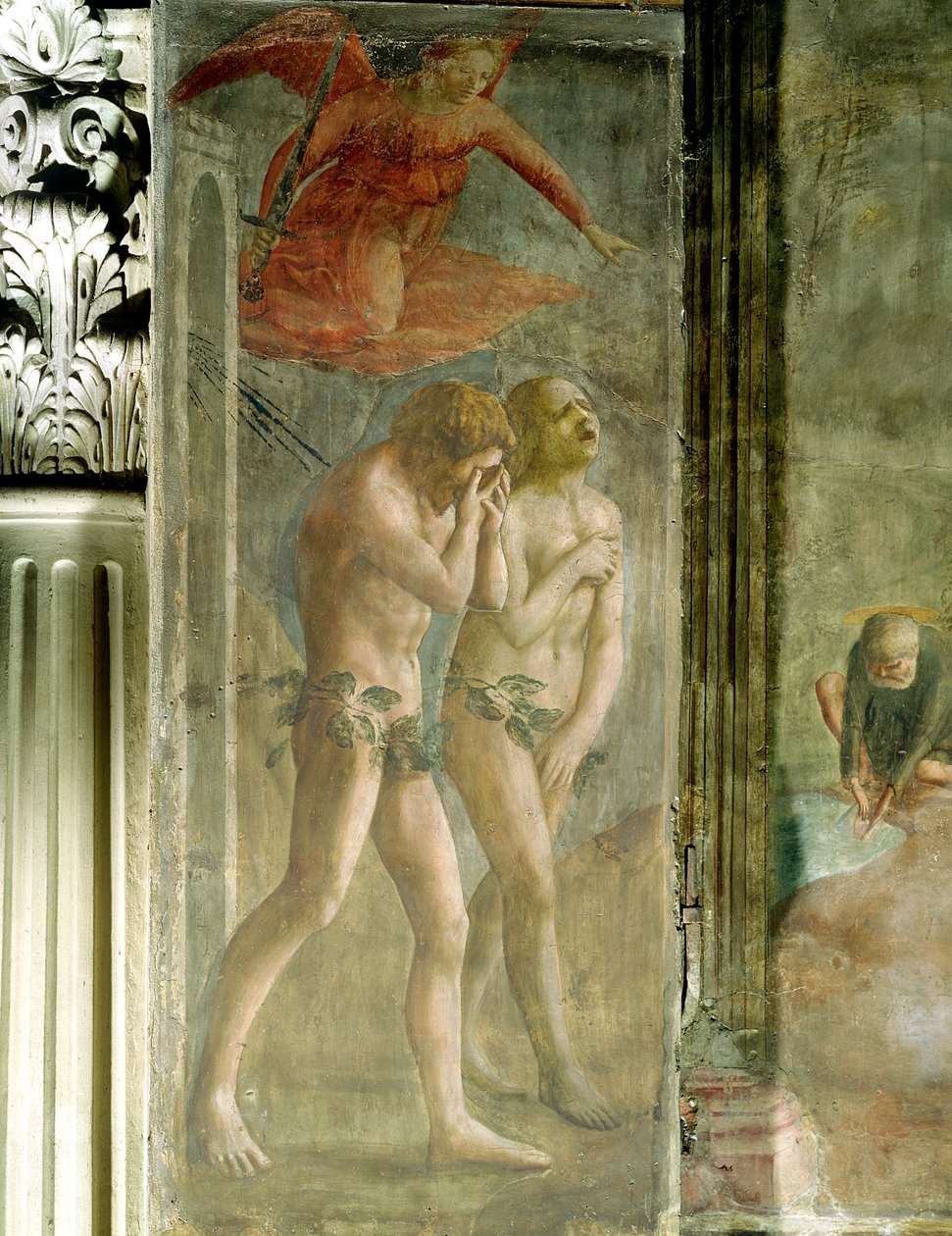 Adam et Ève chassés du Paradis, c.1427 (avant restauration) - Tommaso Masaccio