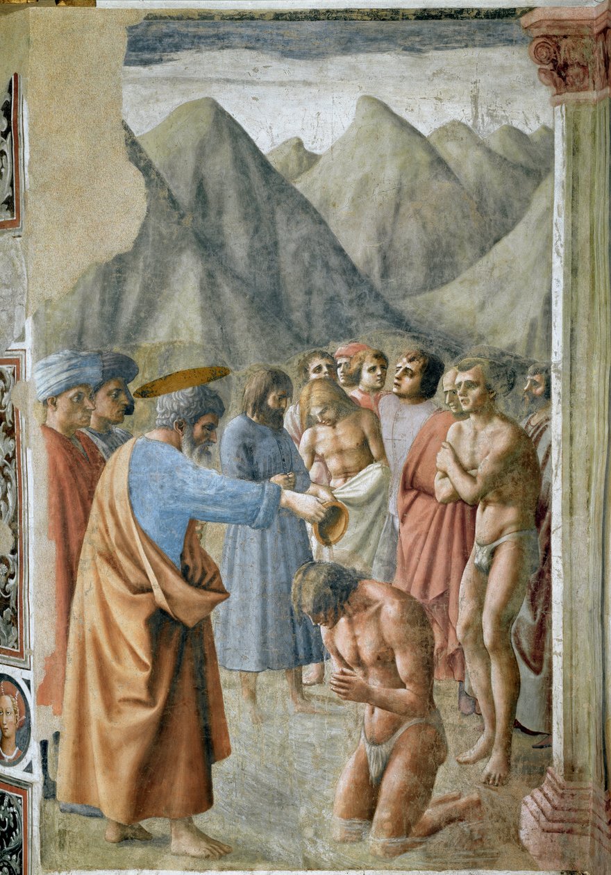 Saint Pierre baptisant les néophytes (fresque) - Tommaso Masaccio