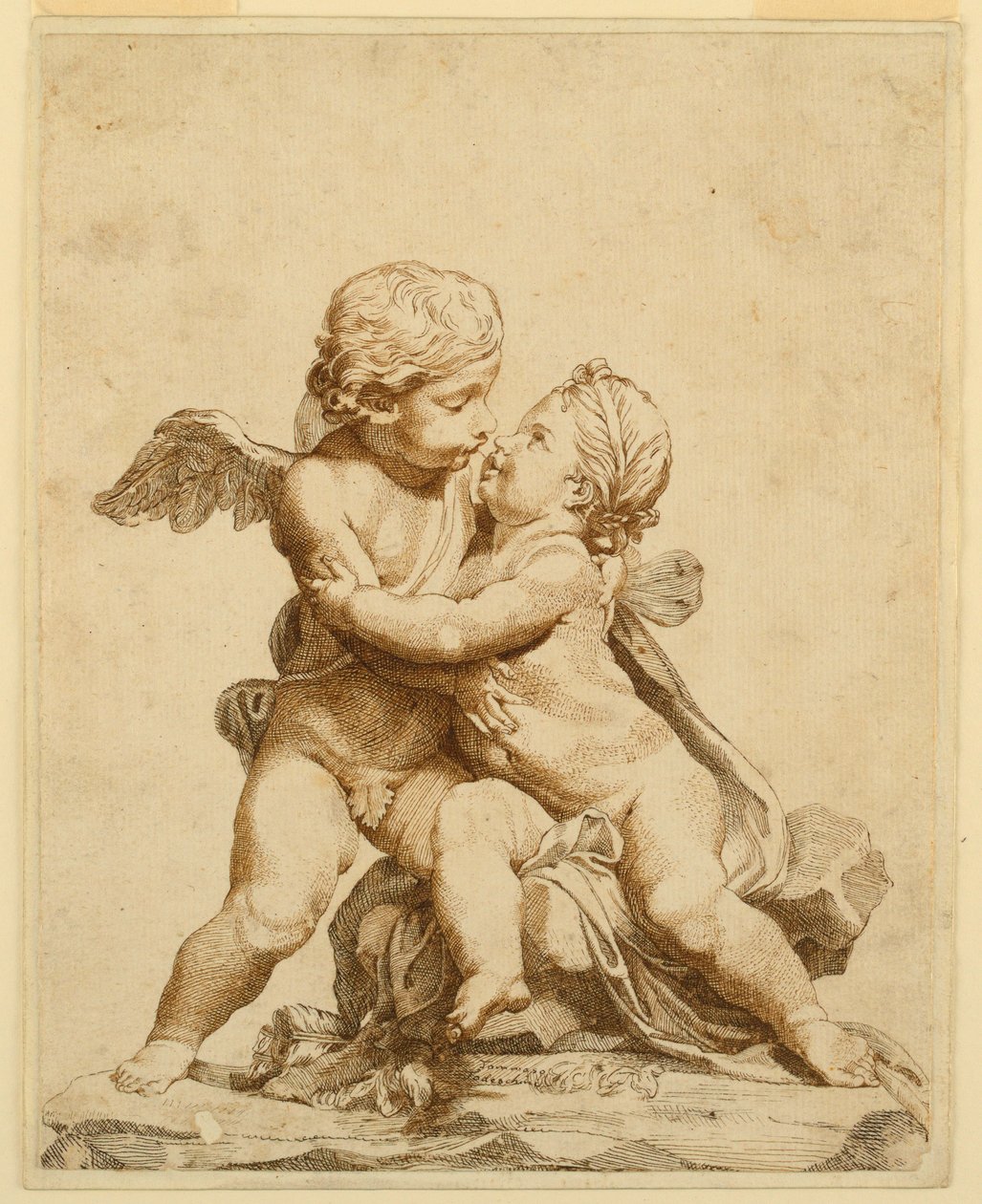 Dessin, deux cupidons s
