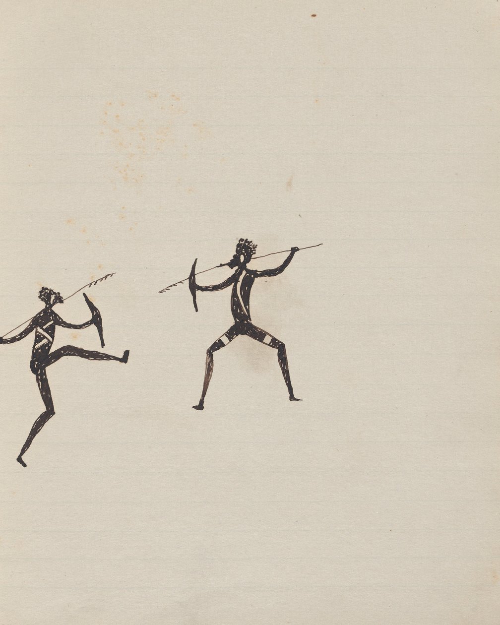 Peuple Kwatkwat - (Aborigènes combattant avec des lances et des boucliers) Carnet de croquis principalement des activités des Aborigènes et des Blancs - Tommy McRae