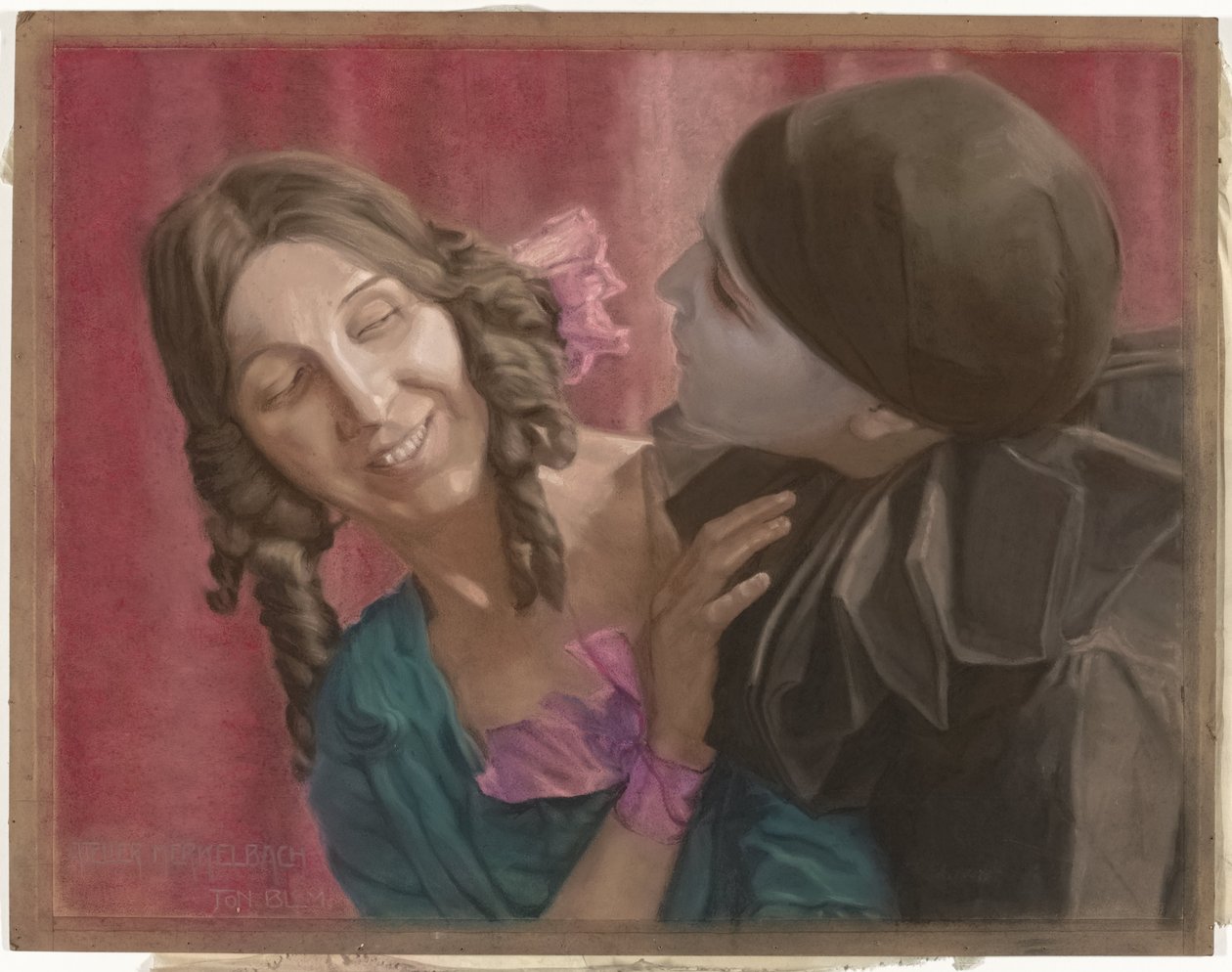 Danseuses Lili Green (à gauche) et Margaret Walker (à droite, en pierrot) dans une chorégraphie sur la musique de La Valse de Chopin - Ton Blom