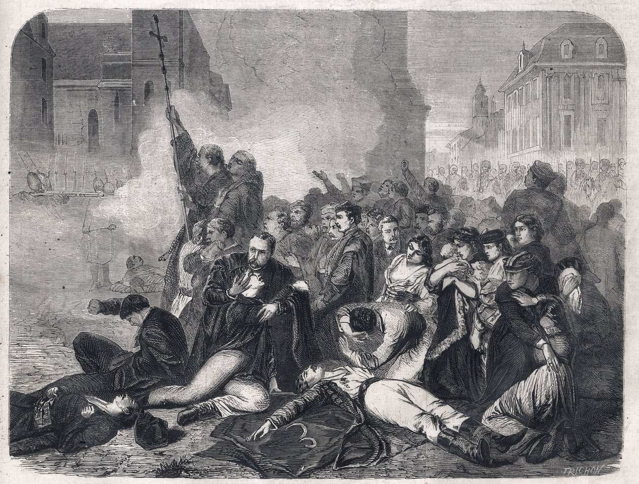 Le massacre des civils sur la place du Château, Varsovie, le 8 avril - Tony Robert Fleury