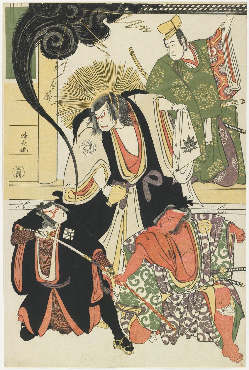 Scène de la pièce AKbuki Yukimotsutake furisode Genji, 1785 - Torii Kiyonaga