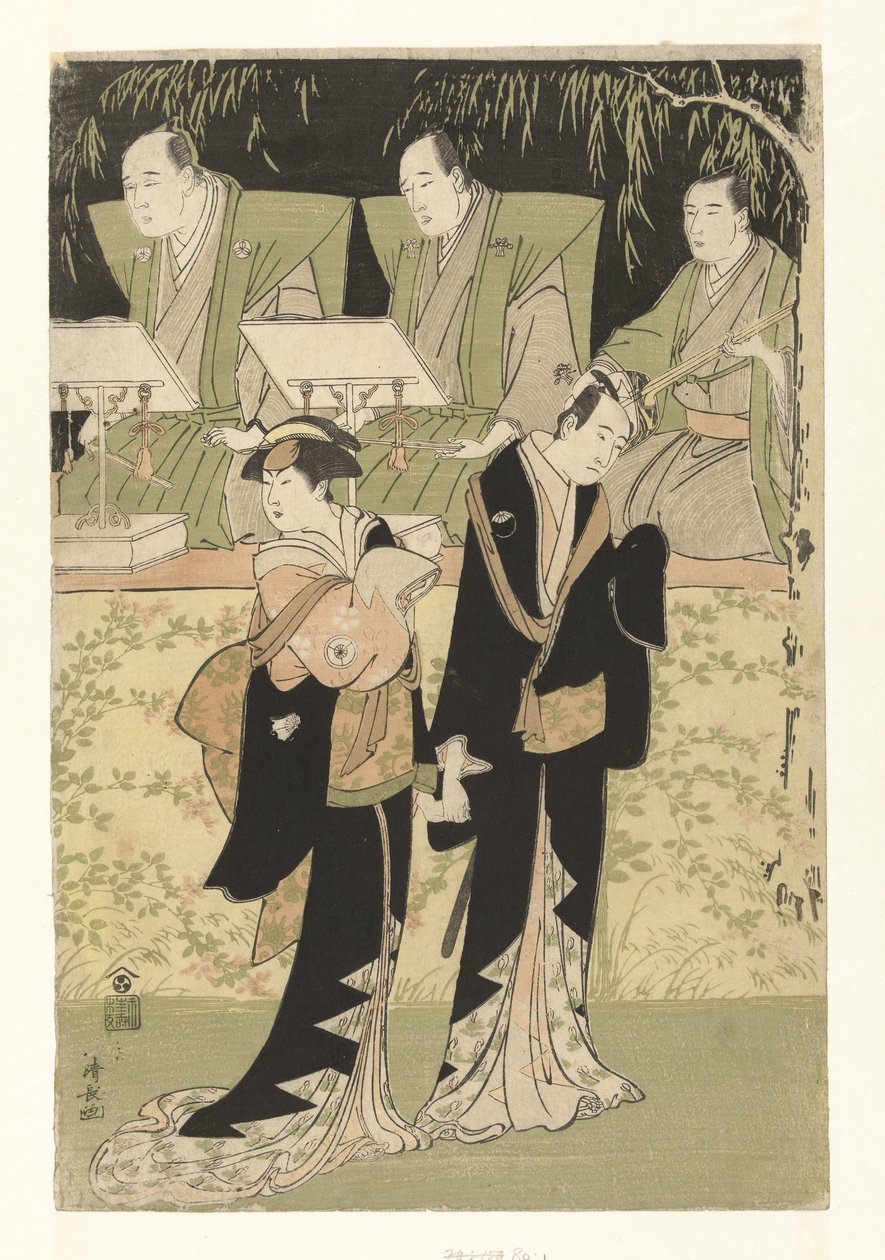 Acteurs Sawamura Sojuro III et Iwai Hanshiro IV comme Jihei et Koharu - Torii Kiyonaga