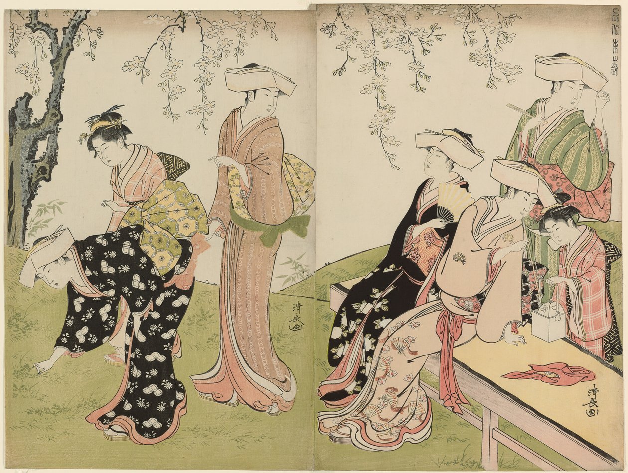 Sortie au printemps, de la série Une broderie des mœurs orientales (Fuzoku azuma no nishiki) - Torii Kiyonaga