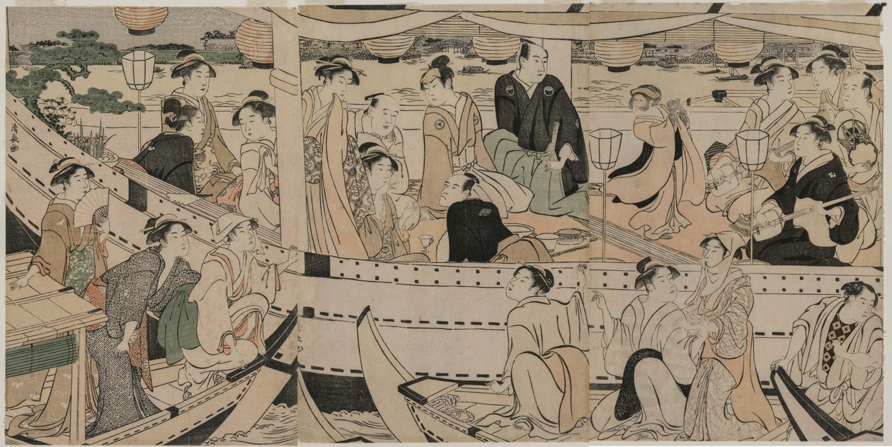 Partie de bateau sur la rivière Sumida - Torii Kiyonaga