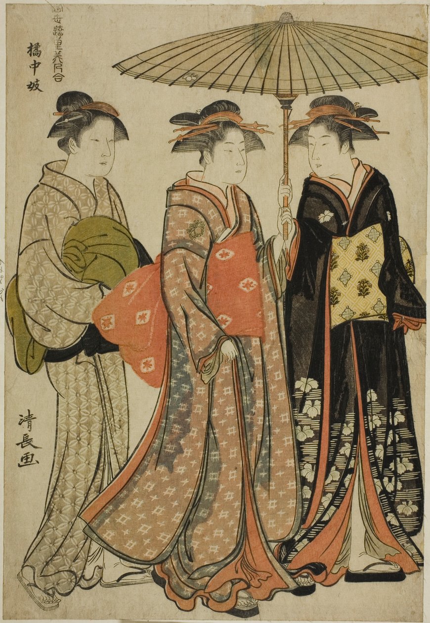 Artistes de Tachibana (Kitchugi), de la série "Collection de beautés contemporaines des quartiers de plaisir (Tosei yuri bijin awase)" - Torii Kiyonaga