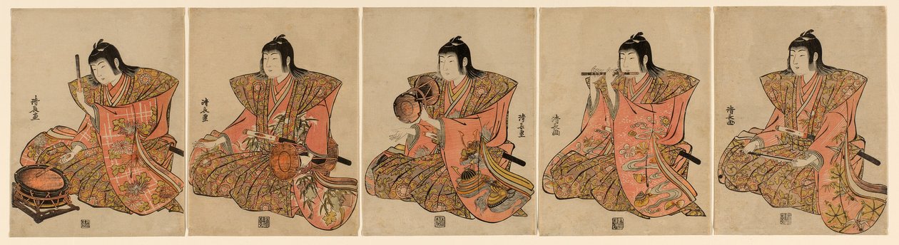 Cinq musiciens (Gonin bayashi) - Torii Kiyonaga