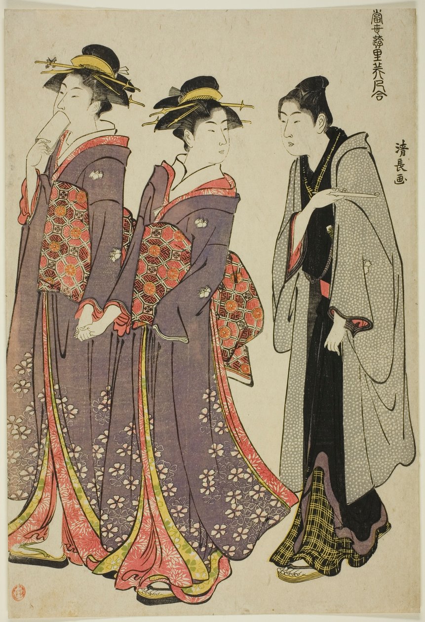 En Promenade, de la série "Une Collection de Beautés Contemporaines des Quartiers de Plaisir (Tosei yuri bijin awase)" - Torii Kiyonaga