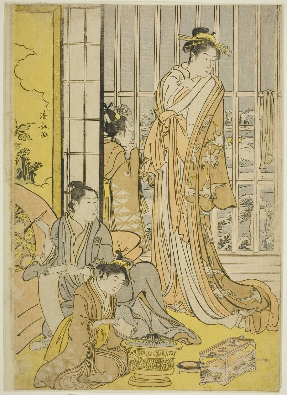 Matin enneigé dans les quartiers de plaisir (Seiro yuki no ashita) - Torii Kiyonaga