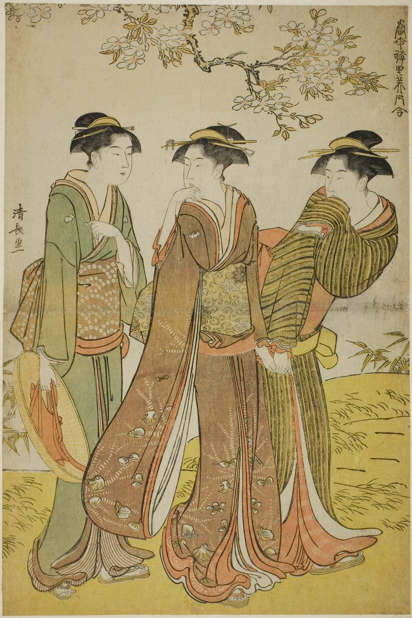 Sortie de printemps, de la série "Une collection de beautés contemporaines des quartiers de plaisir (Tosei yuri bijin awase)" - Torii Kiyonaga