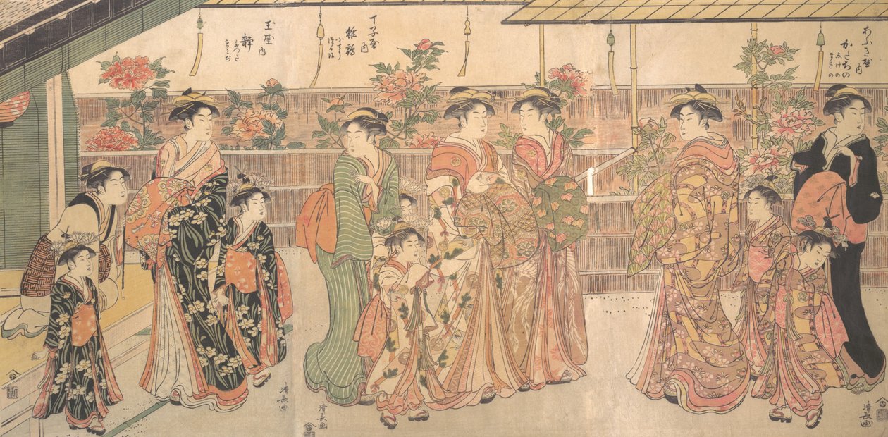 Le spectacle de pivoines - Torii Kiyonaga