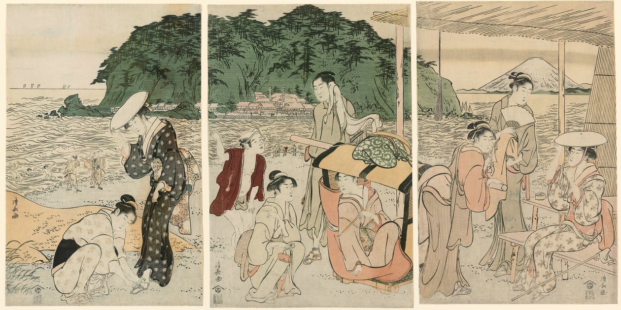 Visiteurs à Enoshima - Torii Kiyonaga