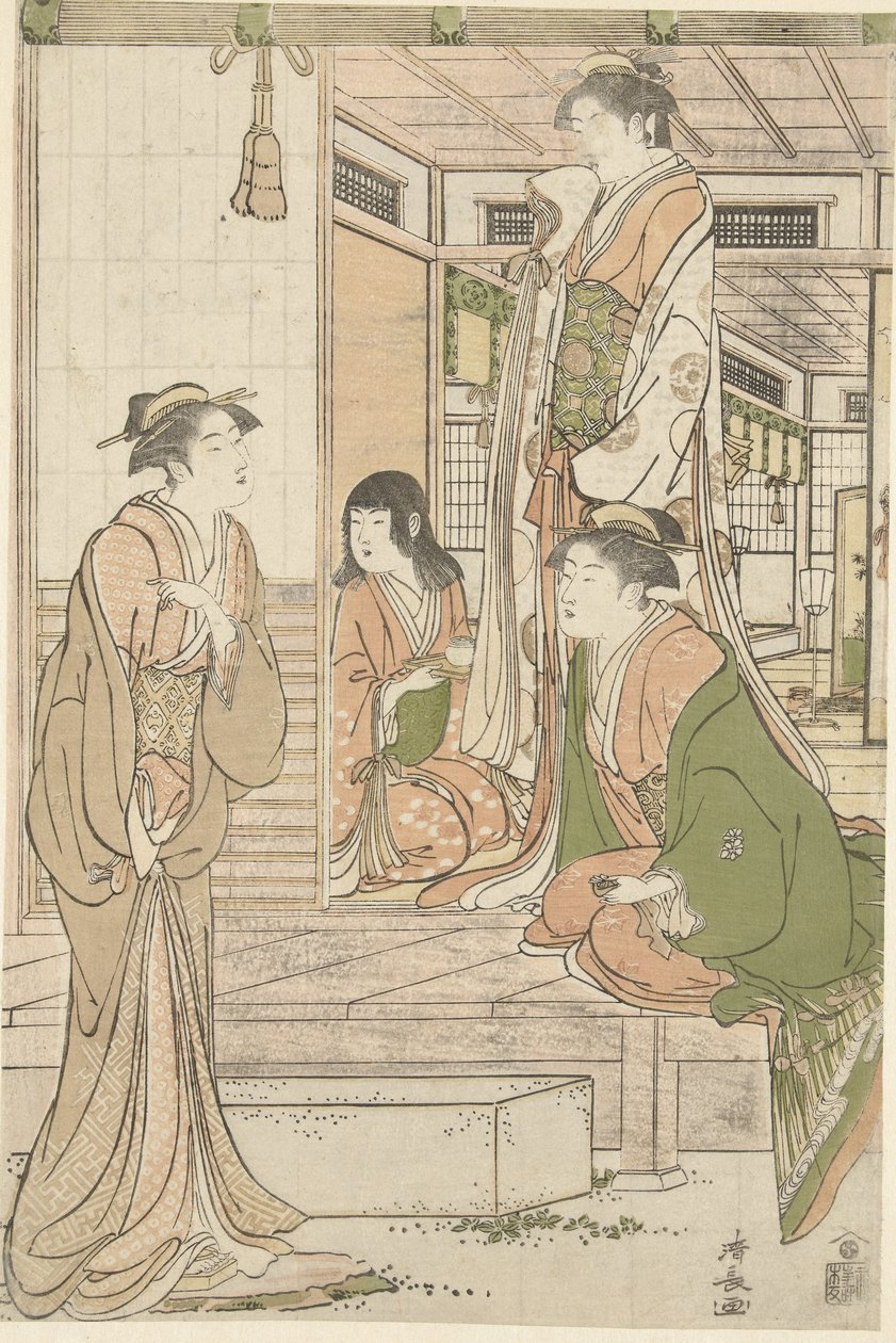 Yoshitsune apportant une sérénade à Joruri hime - Torii Kiyonaga