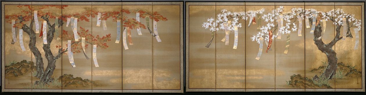 Cerisier en fleurs et érables d