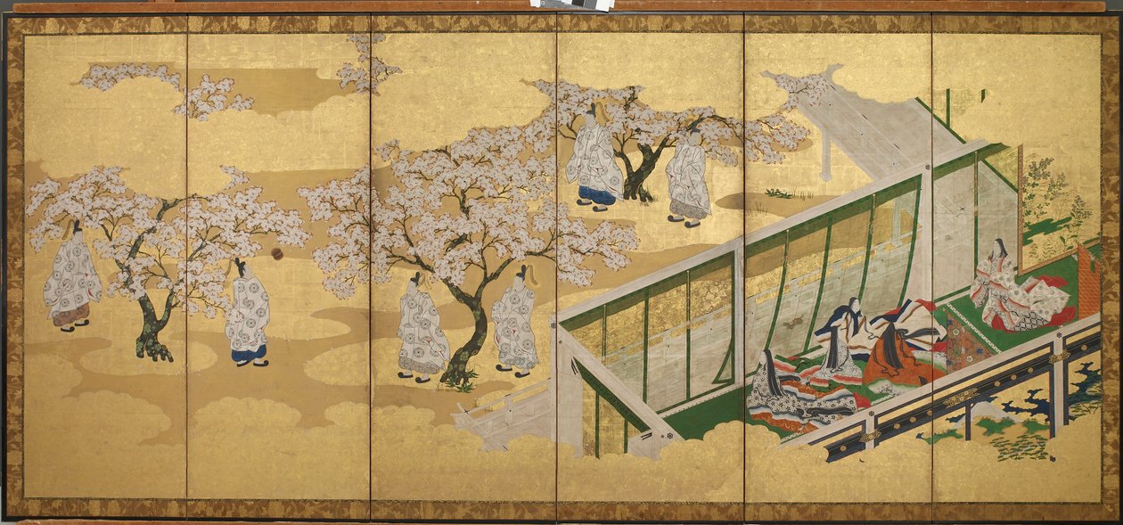 <em>Le Conte de Genji</em>, Chapitre 34; Kashiwagi aperçoit la Troisième Princesse - Tosa Mitsuoki