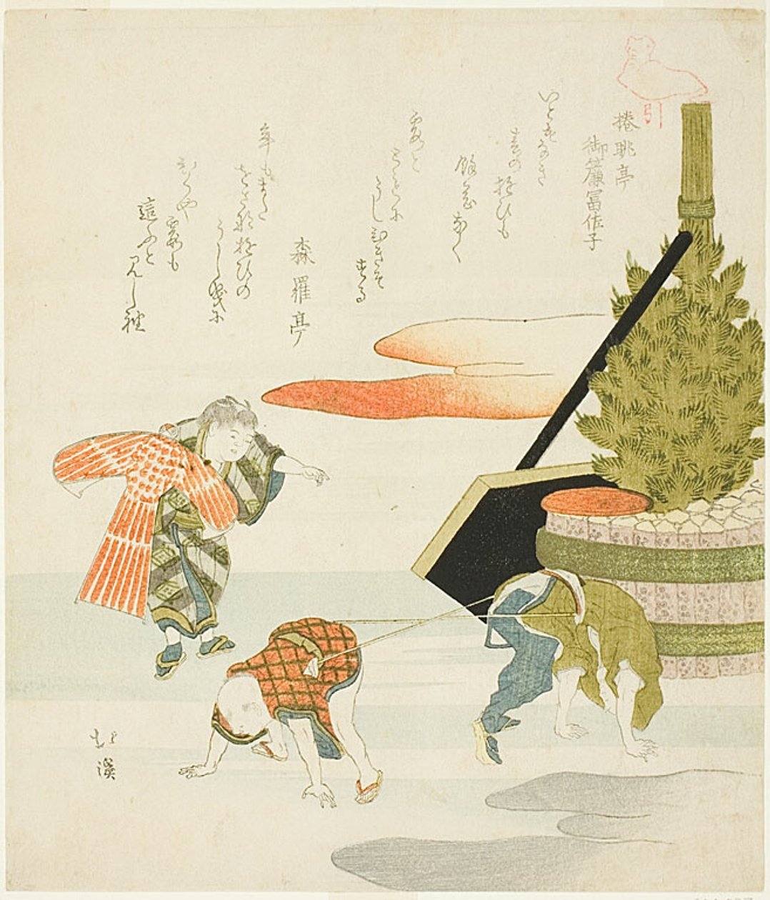 Enfants jouant à la lutte à la corde - Totoya Hokkei