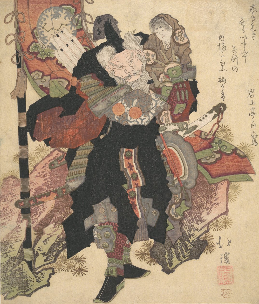 Guerrier chinois portant un enfant sur ses épaules, vers 1825 - Totoya Hokkei