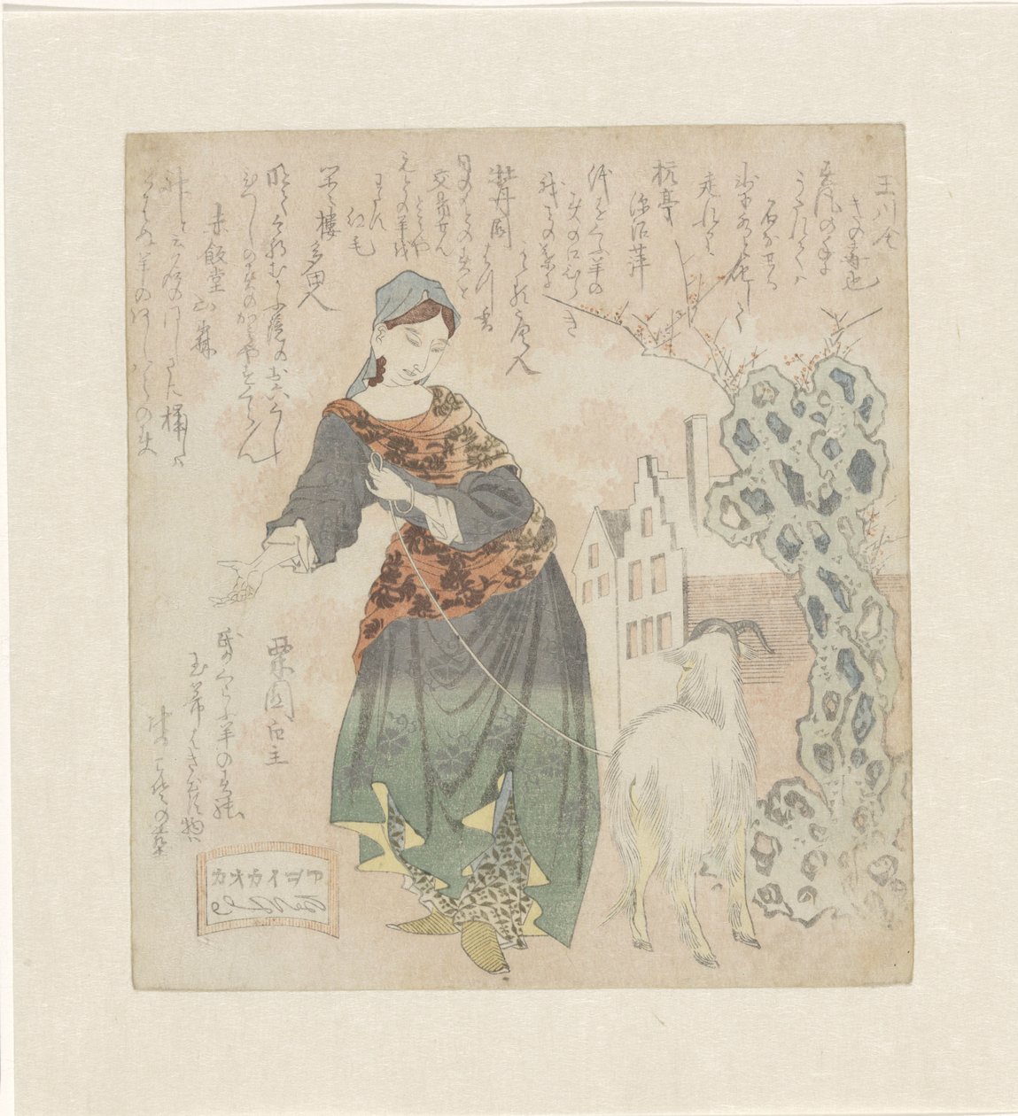 Femme européenne avec chèvre - Totoya Hokkei