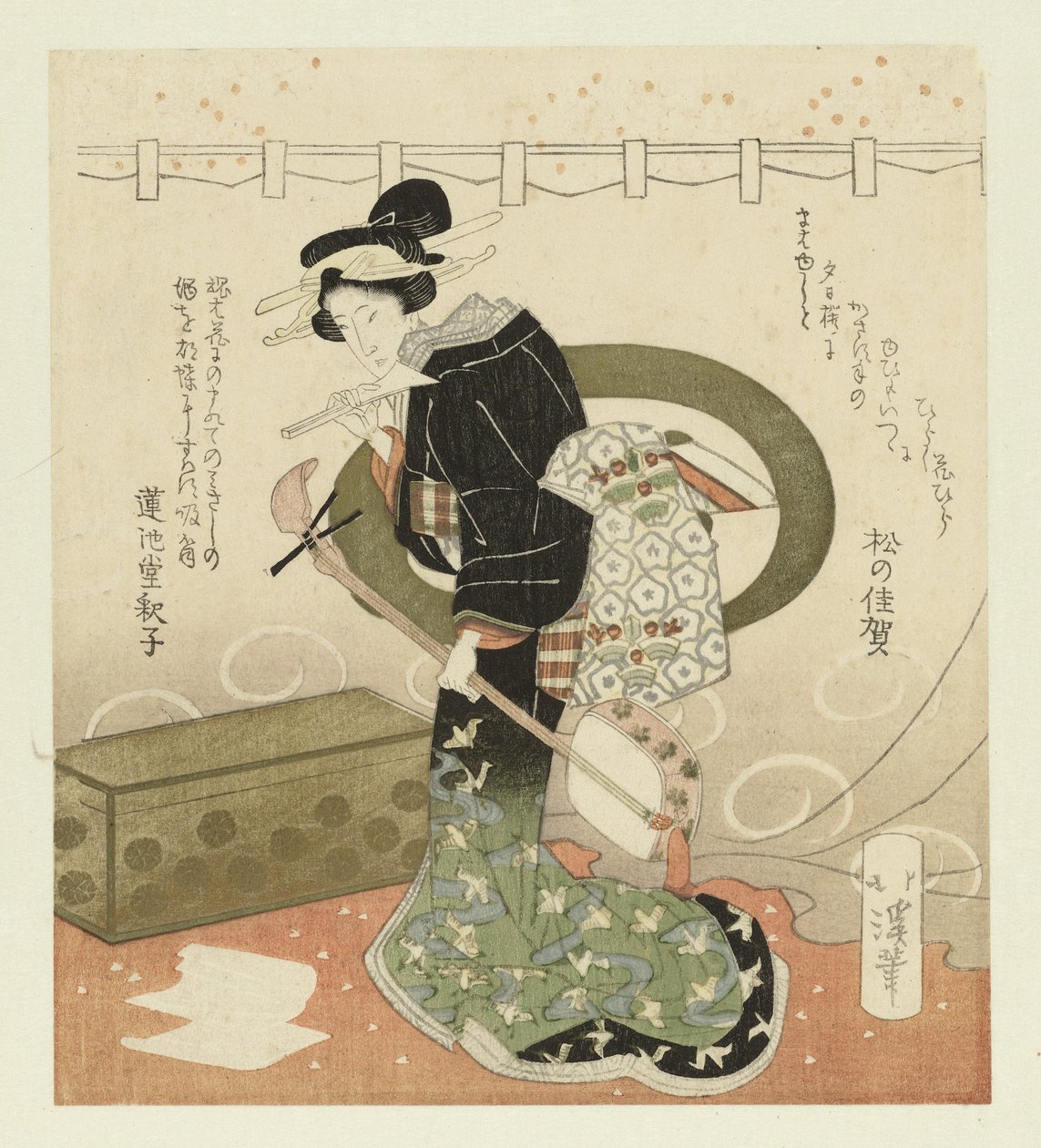 Femme avec shamisen (série: Hanami gobantsuzuki) - Totoya Hokkei