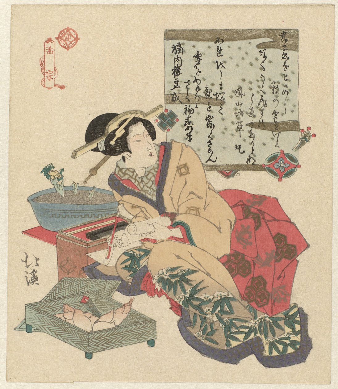 Femme écrivant une lettre - Totoya Hokkei